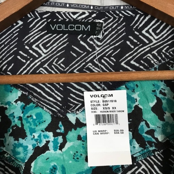 NWT VOLCOM Mixed Media Print Kimono Swim Coverup Sz XS - Picture 5 of 8